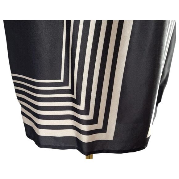 NEW Halogen Small Geo Boxed Black and White Striped Shirt Button-Up Retro Casual - Picture 11 of 15